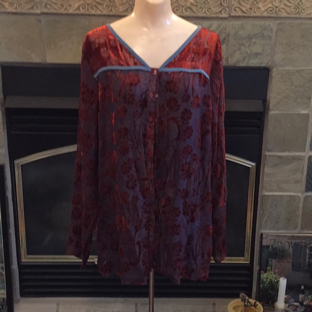 Velvet burnout top from Sundance, never worn.